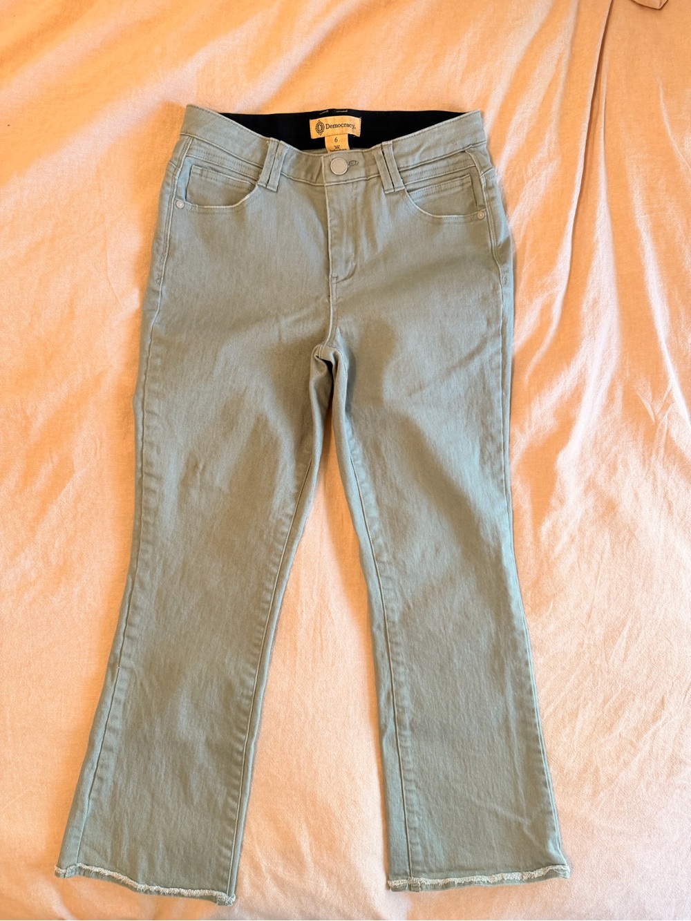 Democracy Light Sage Green Flared Jeans